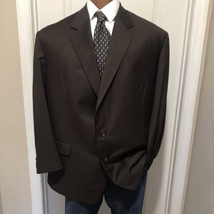 Loro Piana Tasmanian Super 120s Wool Blazer 46R‎ Jacket Coat Brown Crosshatch